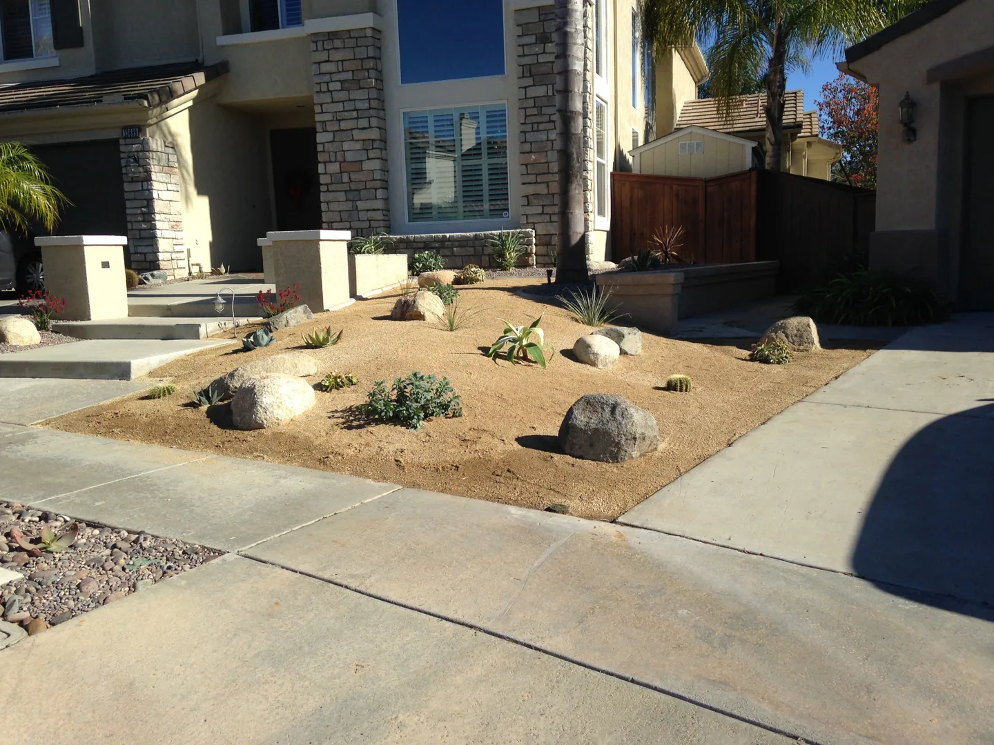 Boulders among the garden planting